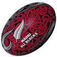 The Gilbert Maori All Blacks Supporters Ball features a Māori-inspired red and black design, silver fern, and "Māori All Blacks" text—ideal for any rugby fan.