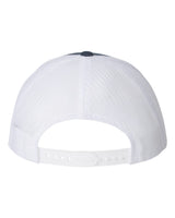 Back view of the Wallabies Retro Trucker Cap by EMB S&S Activewear, a white mesh trucker hat with an adjustable snapback closure.