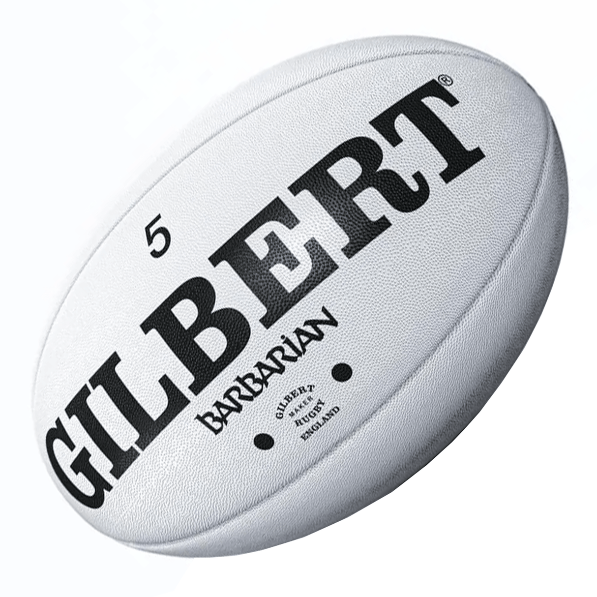 a white Gilbert Original Barbarian Match Ball with the word Gilbert on it.