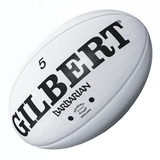 a white Gilbert Original Barbarian Match Ball with the word Gilbert on it.