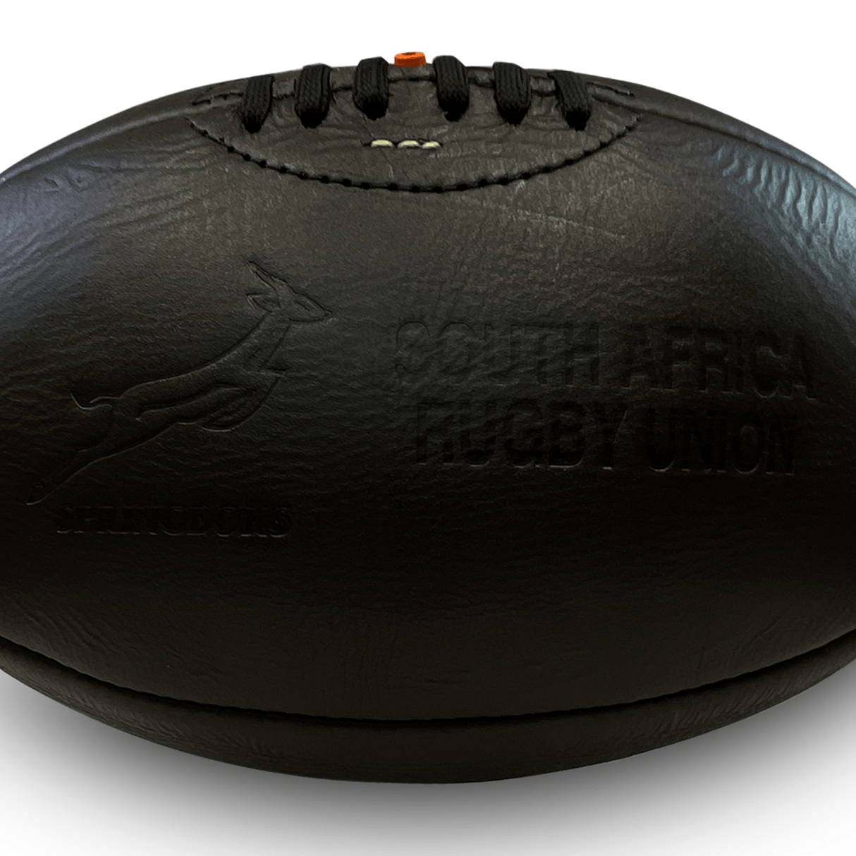A Springboks Vintage Leather Ball by Gilbert, proudly displaying the words South Africa Rugby Union.