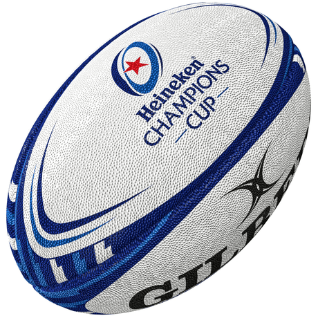A Gilbert Heineken Champions Cup Replica Ball on a white background.