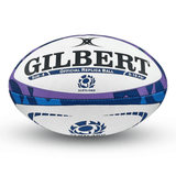 A Scotland Rugby Union Replica Ball by Gilbert featuring the word Gilbert, endorsed by the Scotland Rugby Union.
