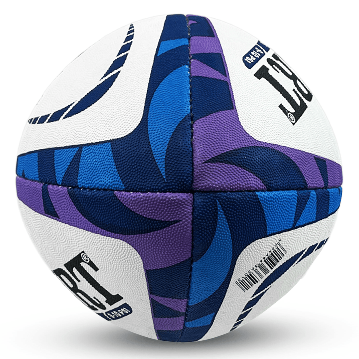 A Scotland Rugby Union Replica Ball by Gilbert featuring a blue and purple design inspired by the Scotland Rugby Union team and their iconic Gilbert ellipses.