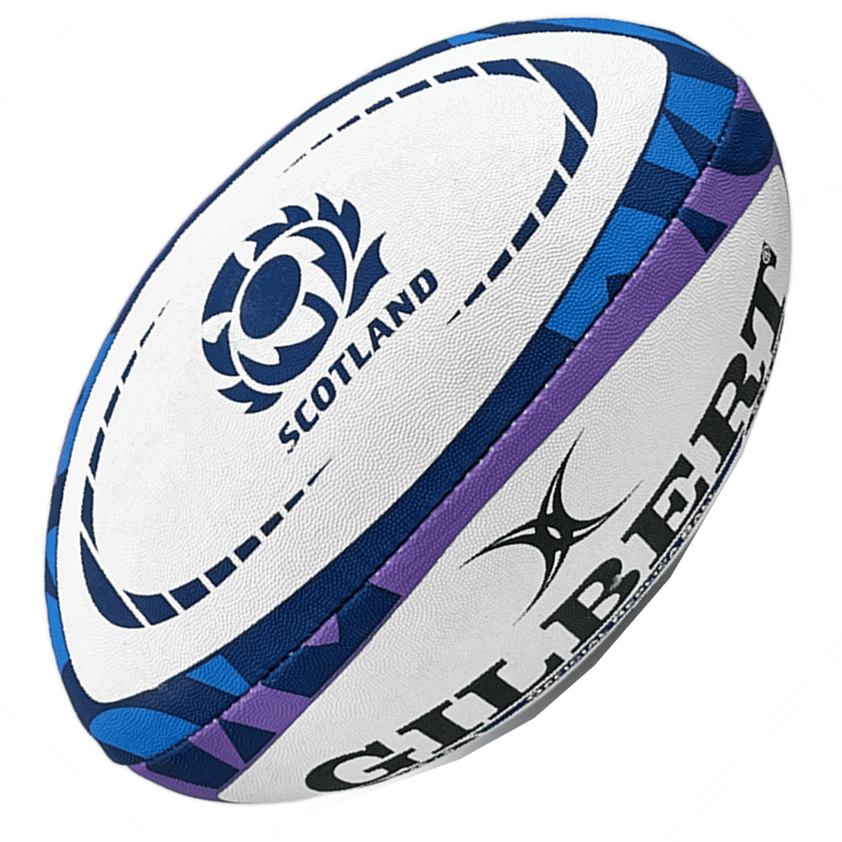 The Scotland Rugby Union Replica Ball by Gilbert, showcased against a white background.