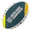 Official United Rugby Championship 23/24 Supporters Ball by Gilbert with team emblems on a white background.