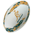An Australia Wallabies Supporters Ball by Gilbert with a white background, featuring green and gold patterns, the word "Wallabies," and a kangaroo logo. Perfect for Wallabies supporters, this ball also includes a durable synthetic latex bladder for optimal performance.