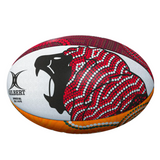 Show your support with the British and Irish Lions Series 2025 Supporter Ball by Gilbert, featuring a bold red, black, and white roaring lion design and the Gilbert logo—perfect for British and Irish Lions fans.