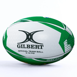 A green and white Women's Rugby World Cup 25 Ireland Team Ball by Gilbert, featuring bold Gilbert branding and "Ireland" on the side, displayed against a plain white background.
