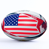 The Gilbert Women's Rugby World Cup 25 USA Team Ball features a unique USA-themed design—an ideal memorabilia rugby ball for fans and collectors.