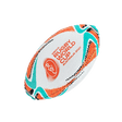 The Rugby World Cup 2027 Australia Mini Ball by Gilbert features white, orange, teal, and black patterns, “Men’s Rugby World Cup Australia 2027” text, and the tournament logo—a perfect commemorative mini rugby ball for fans.