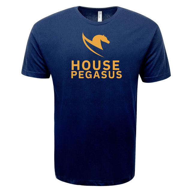 Navy blue lightweight WRS LAT shirt with "Charlotte Cardinals House Pegasus" and a winged horse emblem in yellow print.