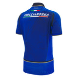 Back view of the Italy 25/26 Authentic Home Jersey by Macron shows "FRECCIAROSSA" text, the Italian flag, and subtle architectural patterns near the hem—a true display of national pride and style.