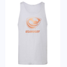 White USA Rugby Bronze Unisex Jersey Tank Top by WRS Alpha Broder with a peach-colored USA Rugby logo on the chest.