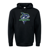 A black athletic fleece Seattle Seawolves 60/40 pullover hoodie with the WRS Augusta logo printed on the front.
