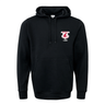 a Washington State Rugby Alumni 60/40 Fleece Pullover Hoodie with a red and white crest on it. (Brand: WRS Augusta)