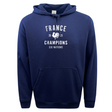 Navy hoodie from the exclusive Champions Collection by WRS Augusta, featuring the "France 6 Nations 2025 Champs" design and a rooster graphic on the front.