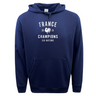 Navy hoodie from the exclusive Champions Collection by WRS Augusta, featuring the "France 6 Nations 2025 Champs" design and a rooster graphic on the front.