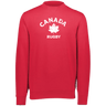 Nations of Rugby Canada rugby fleece crewneck sweatshirt with white text and maple leaf graphic by WRS Augusta.