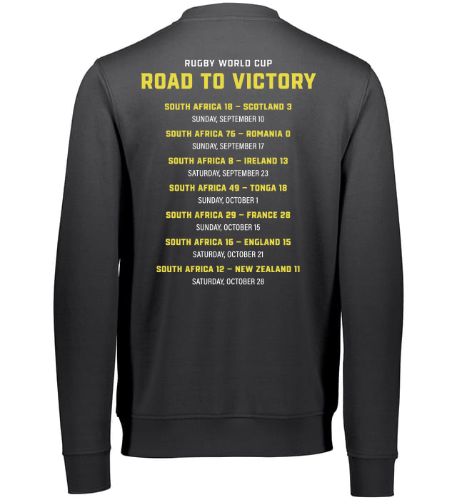 WRS Augusta's South Africa RWC 23 Champions Crewneck Fleece Sweatshirt is a stylish road to victory apparel.