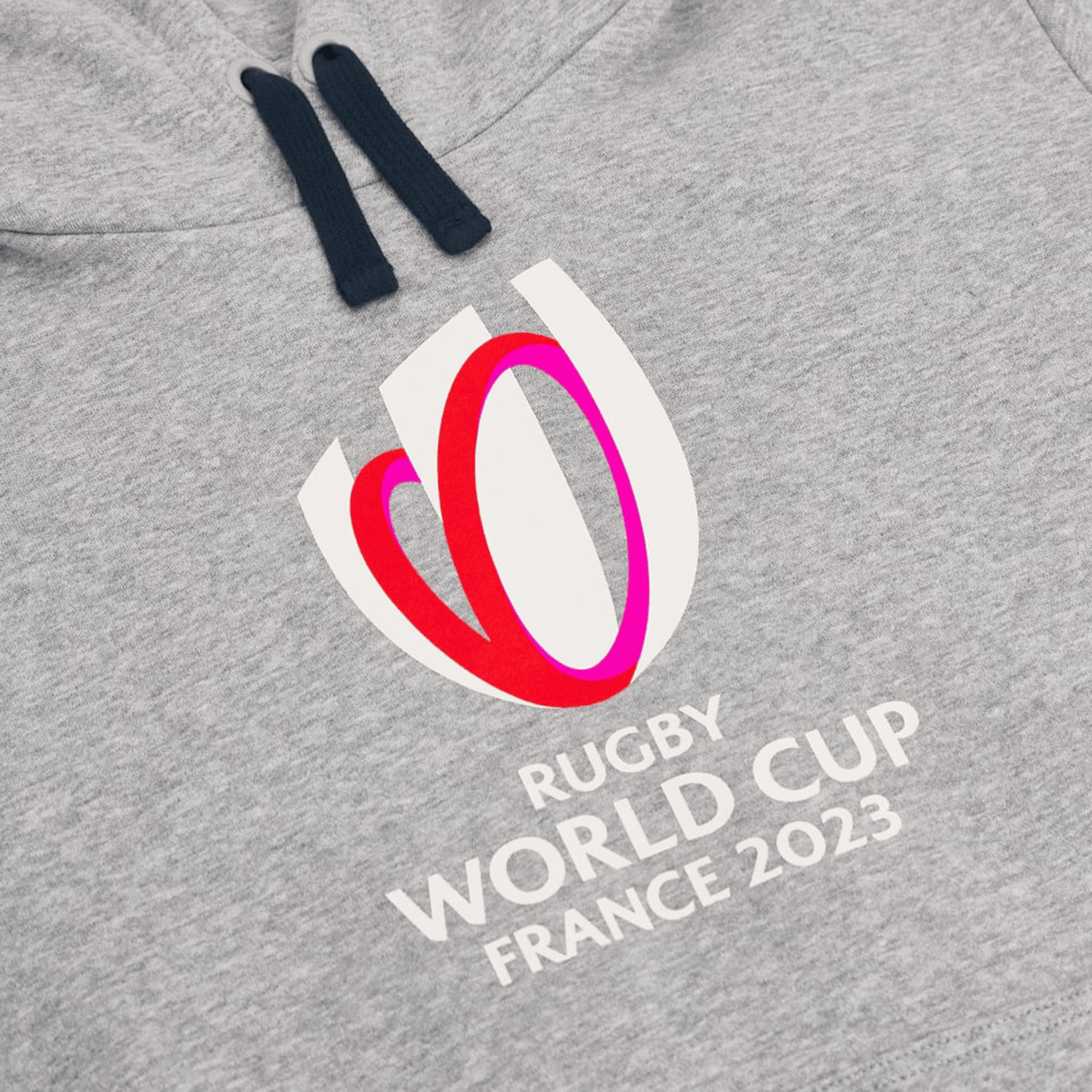 Gray cotton hoody with RWC23 Emblem printed on the chest by Macron.