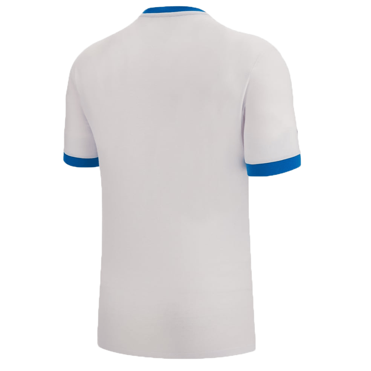 A blue and white RWC23 France Logo Poly/Cotton Tee by Macron representing France.