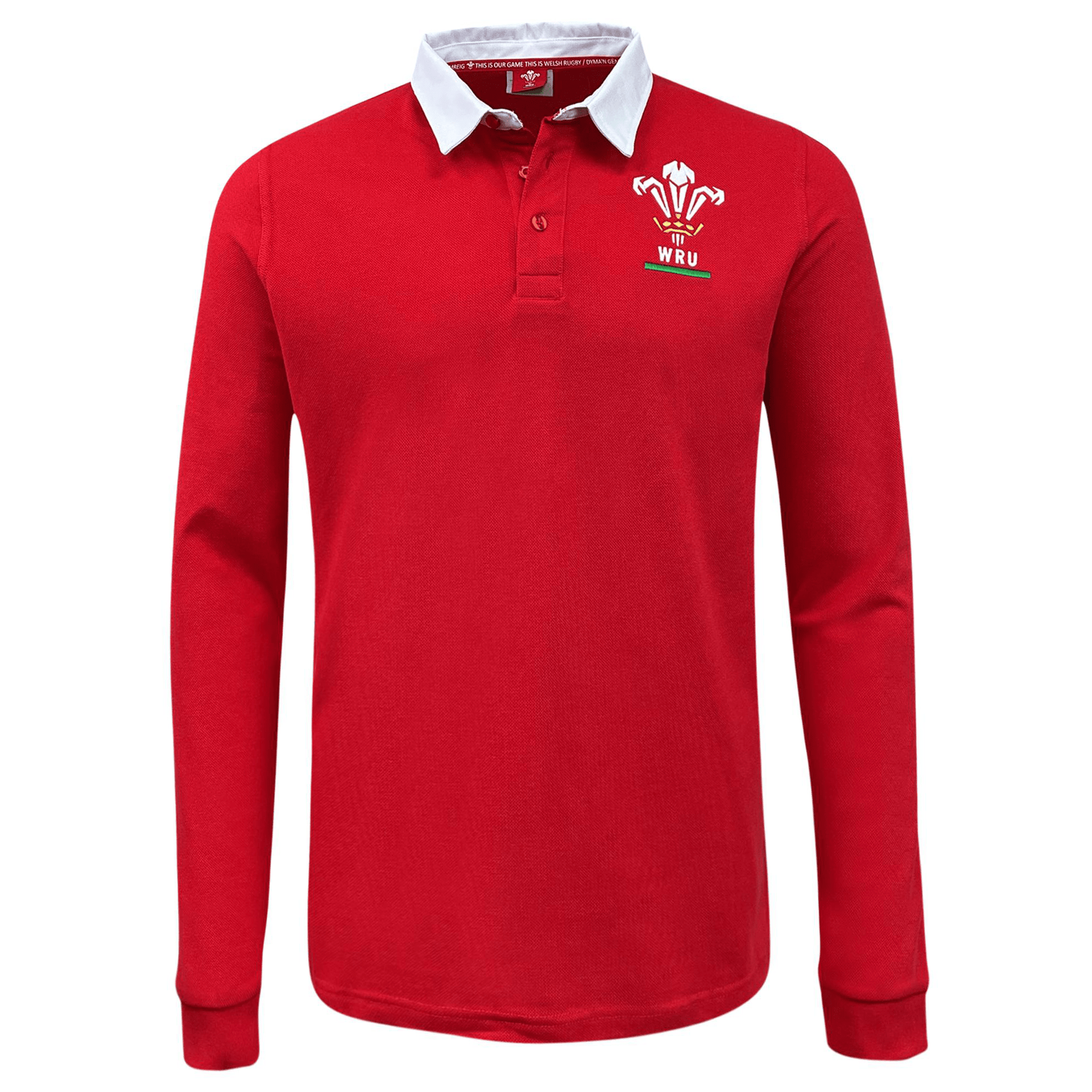 Wales Rugby Union Classic Rugby Jersey WRU Long Sleeve Polo Shirt Red World Rugby Shop