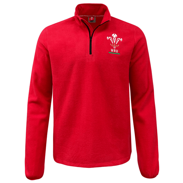 Wales Rugby Union 1/4 Zip Fleece Top - red, Macron.