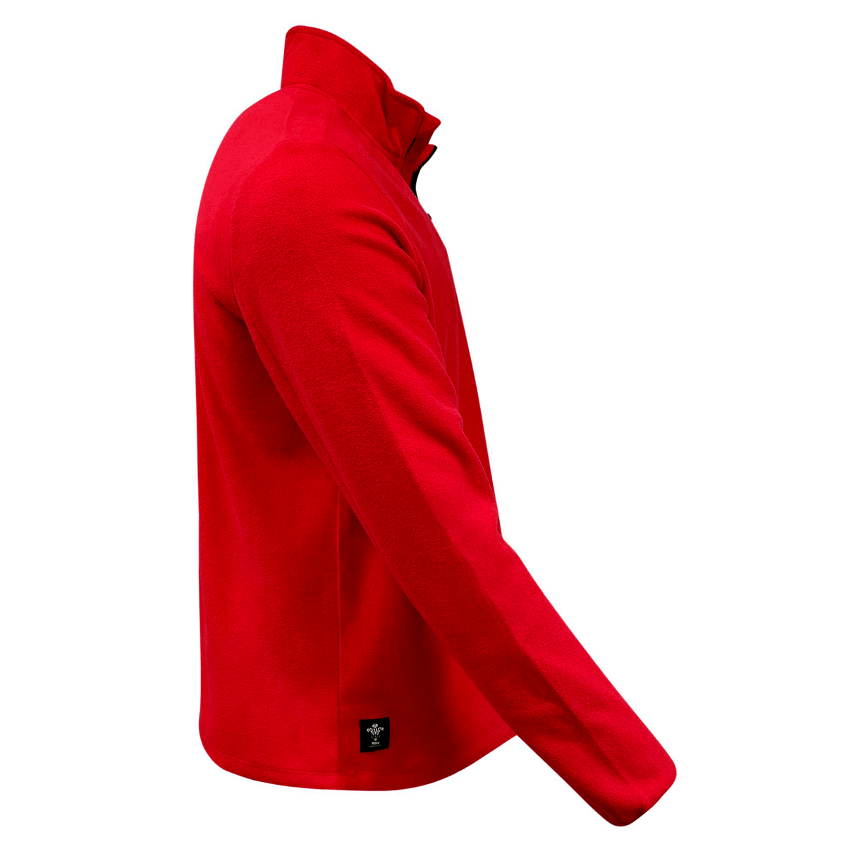 the back view of a Macron Wales Rugby Union 1/4 Zip Fleece Top men's red sweater.