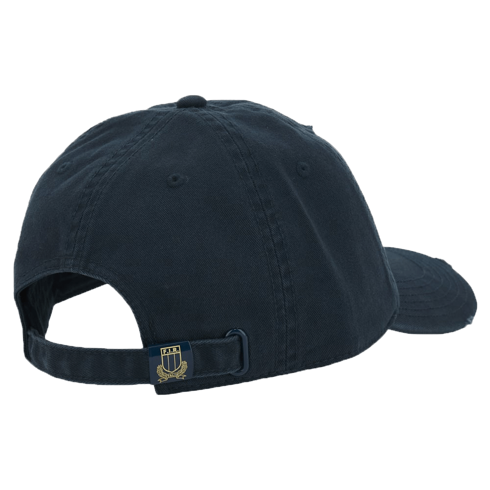 A Italy FIR Cap 23/24 by Macron with a gold logo on it.