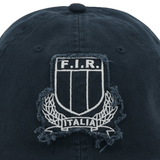 A navy baseball cap with the Italy FIR Cap 23/24 by Macron logo on it.
