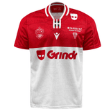 A red and white Macron Biarritz Olympique Pays Basque 23/24 home jersey, designed by Macron.