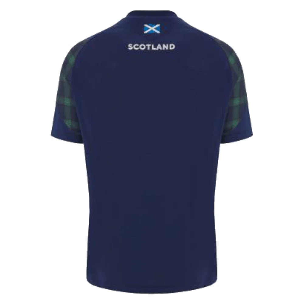 The back of the Scotland Rugby Travel Shirt 23/24 by Macron.