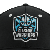 Black polyester Glasgow Warriors Cap 23/24 by Macron with Glasgow Warriors logo embroidery and adjustable metal buckle.
