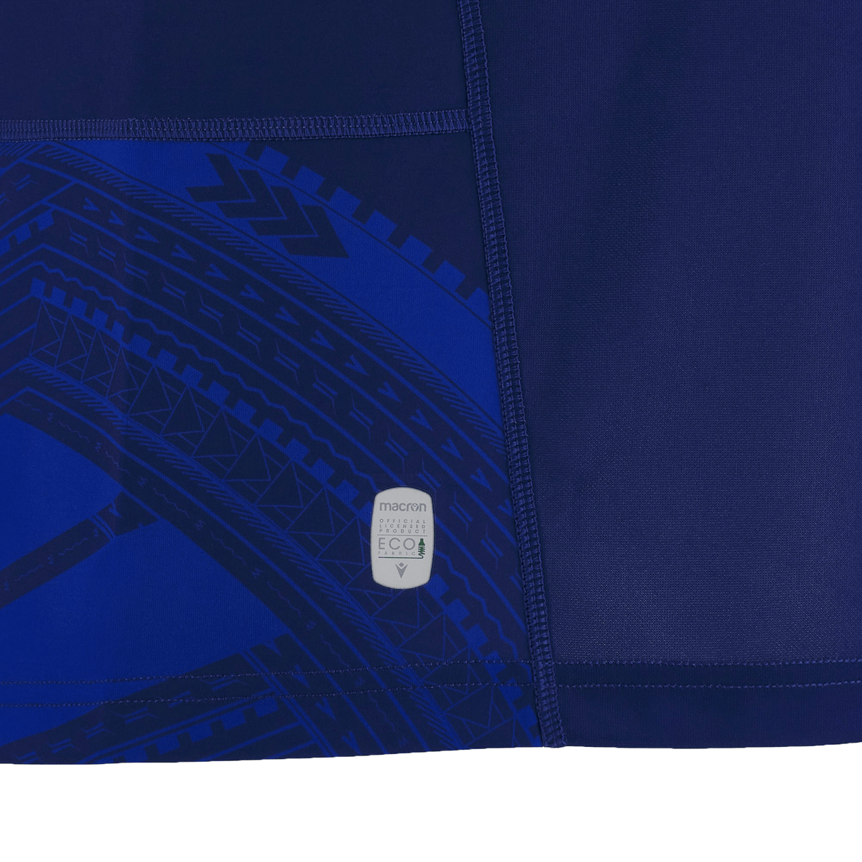 The back of a blue shirt with a Samoa RWC23 Home Jersey by Macron design on it.