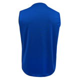 The official Samoa Training Singlet 23/24 by Macron - a men's blue sleeveless tank top.