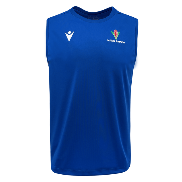 An official Manu Samoa Samoa Training Singlet 23/24 by Macron.