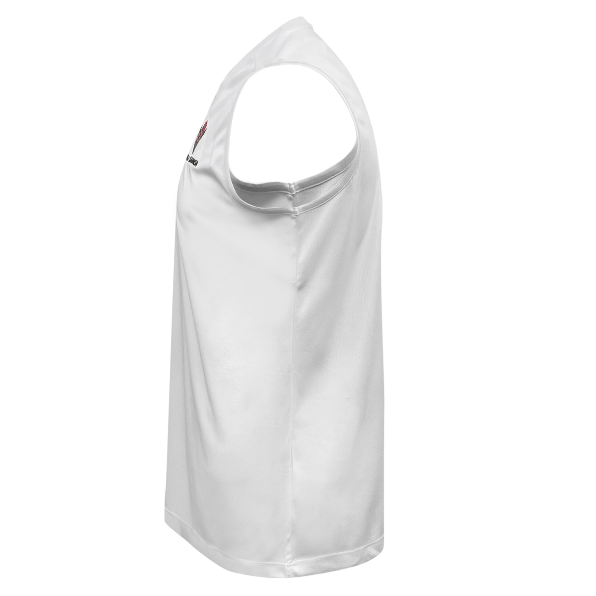 White polyester Samoa Training Singlet 23/24 by Macron with the Manu Samoa logo on a white background.