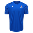 A blue Samoa Training Tee 23/24 by Macron with an embroidered logo on the front.