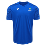 A blue Samoa Training Tee 23/24 by Macron with an embroidered logo on the front.