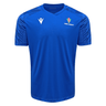 A blue Samoa Training Tee 23/24 by Macron with an embroidered logo on the front.