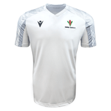 A white Samoa Training Tee 23/24 by Macron with the Wales logo on it.