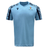 The Samoa Training Tee 23/24 by Macron is a blue soccer shirt featuring a sleek black and blue design.