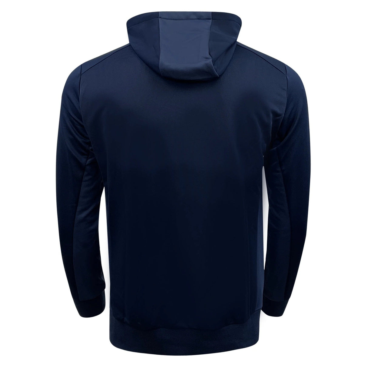 Plain navy blue hooded sweatshirt featuring the Manu Samoa Logo displayed against a white background, the Samoa Travel Hoodie 23/24 by Macron.