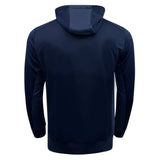 Plain navy blue hooded sweatshirt featuring the Manu Samoa Logo displayed against a white background, the Samoa Travel Hoodie 23/24 by Macron.