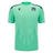 The Scotland Training Shirt 24/25 by Macron boasts a light green design with dark green accents. It features a breathable mesh material and proudly displays the Scotland rugby team emblem on the chest alongside the Macron logo.