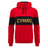 Wales 24/25 CYMRU Leisure Hoodie by Macron featuring a red design with black accents and "CYMRU" boldly printed in gold text on the front.