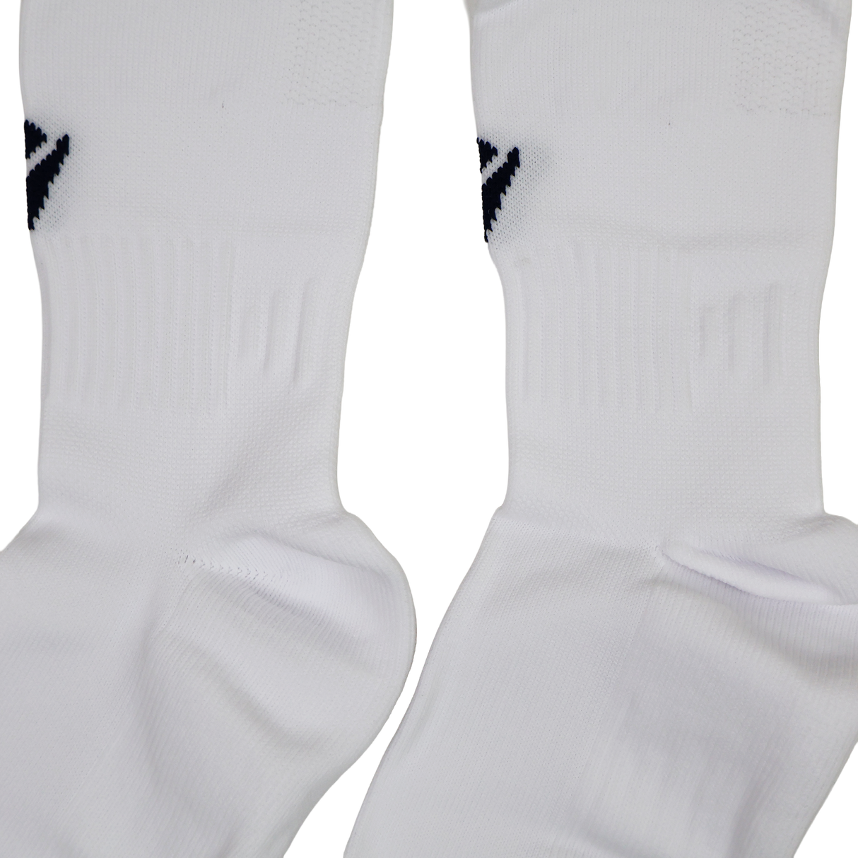 A close-up of the Youth USA Rugby 24/25 Player Away Socks by Macron in white, featuring a subtle black logo on each sock.