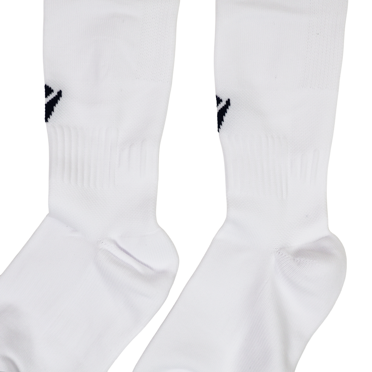 Show your support in style with the USA Rugby 24/25 Replica Away Socks by Macron—a pair of white crew socks featuring a small black logo near the top, perfect for fans.