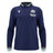 Introducing the Scotland SRU 26/27 Cotton Replica Long Sleeve Home Jersey by Macron: this navy jersey showcases the official Scotland logo, “Arnold Clark” sponsor detailing, and a small Scottish flag on the left sleeve. Crafted from comfortable cotton as a replica jersey, it’s enhanced with white and light blue trim on the collar and cuffs—ideal for fans who love the classic style of Scotland rugby jerseys.